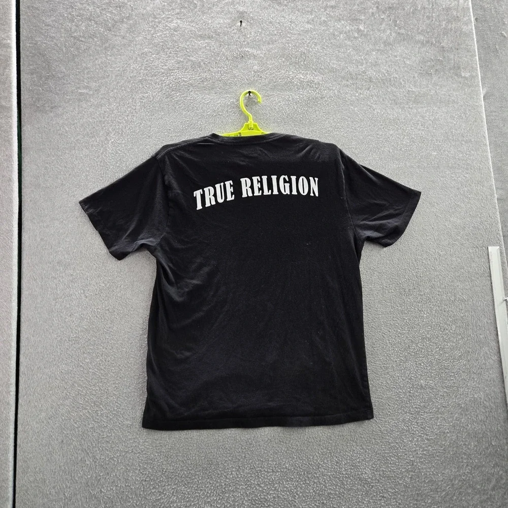 True Religion Men Shirt XL Black Logo Short Sleeve READ
